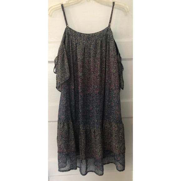 Lucky Brand, Women's Multi-Color Floral Dress Cold Shoulder Tiered Ruffle, Small - Picture 2 of 8